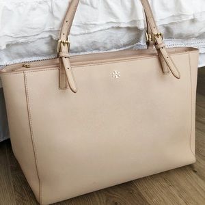 Large Nude Tory Burch York Tote
